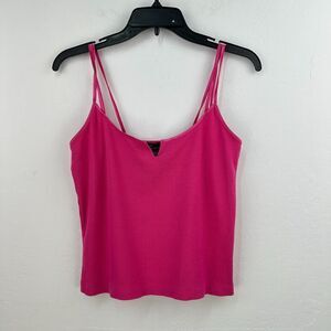 No Boundaries Tank Top Juniors L Pink Cotton‎ Stretch Spaghetti Strap